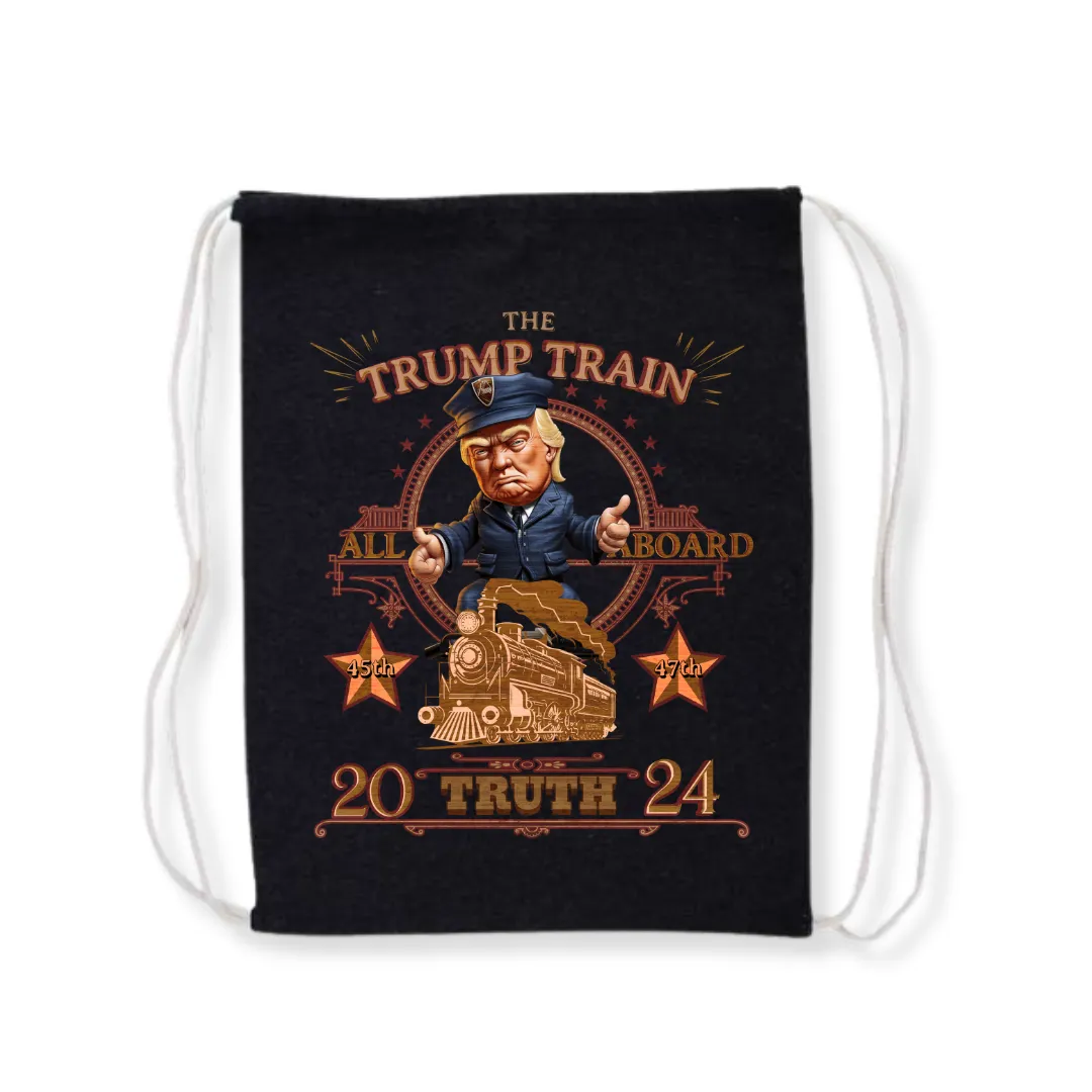 All Aboard the Trump Train 2024 Drawstring Bag (4 Colors)