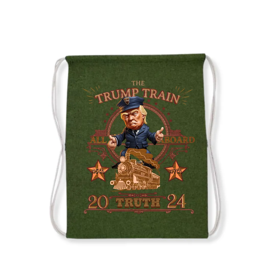 All Aboard the Trump Train 2024 Drawstring Bag (4 Colors)