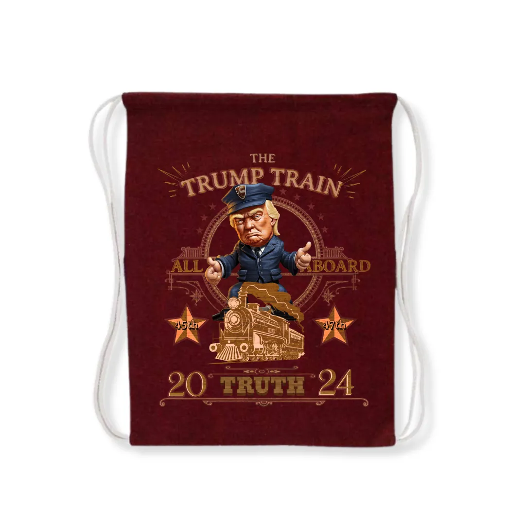 All Aboard the Trump Train 2024 Drawstring Bag (4 Colors)