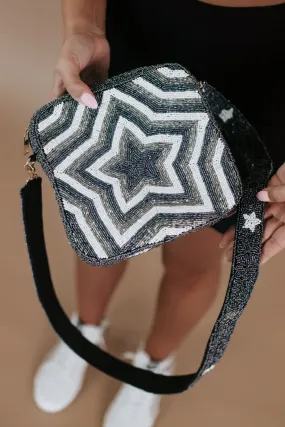 Beaded Star Crossbody , Navy