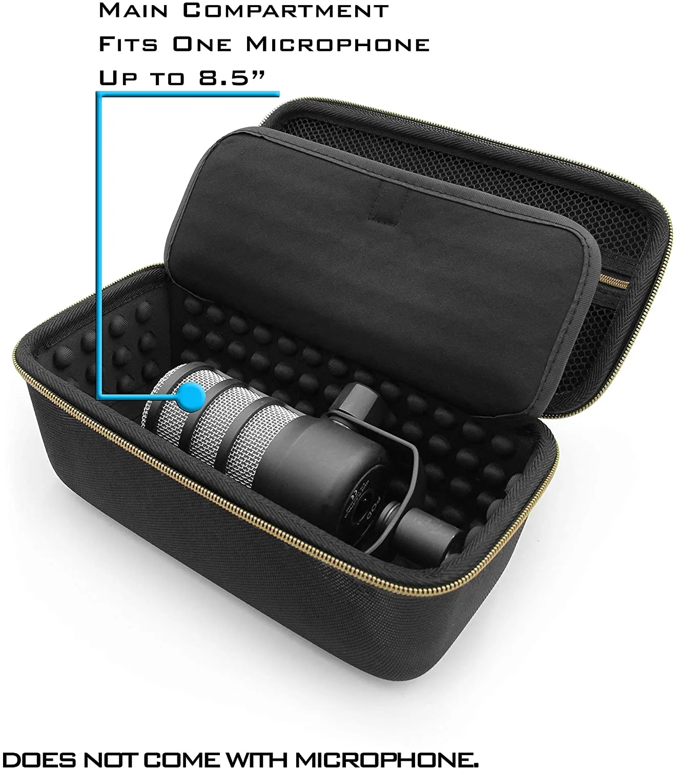 CASEMATIX Travel Case Compatible with Rode PodMic Dynamic Microphone, Shure MV7 XLR and Other Cardioid Condenser Microphones & Accessories