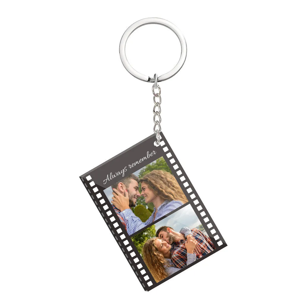 Custom Film Strip Photo Acrylic Keychain with Text