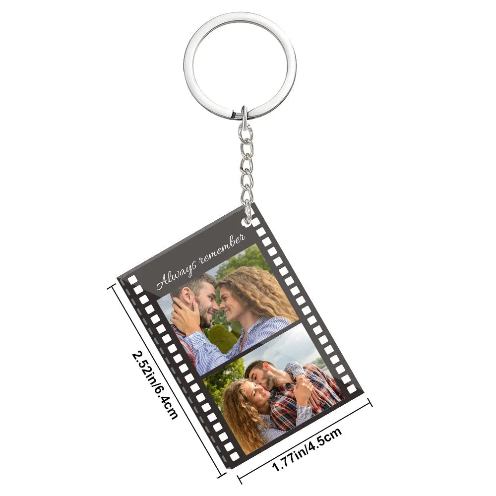 Custom Film Strip Photo Acrylic Keychain with Text