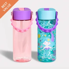 Elemental Splash 18oz Pop Bottle 2 Pack -  Mermaid & Rose