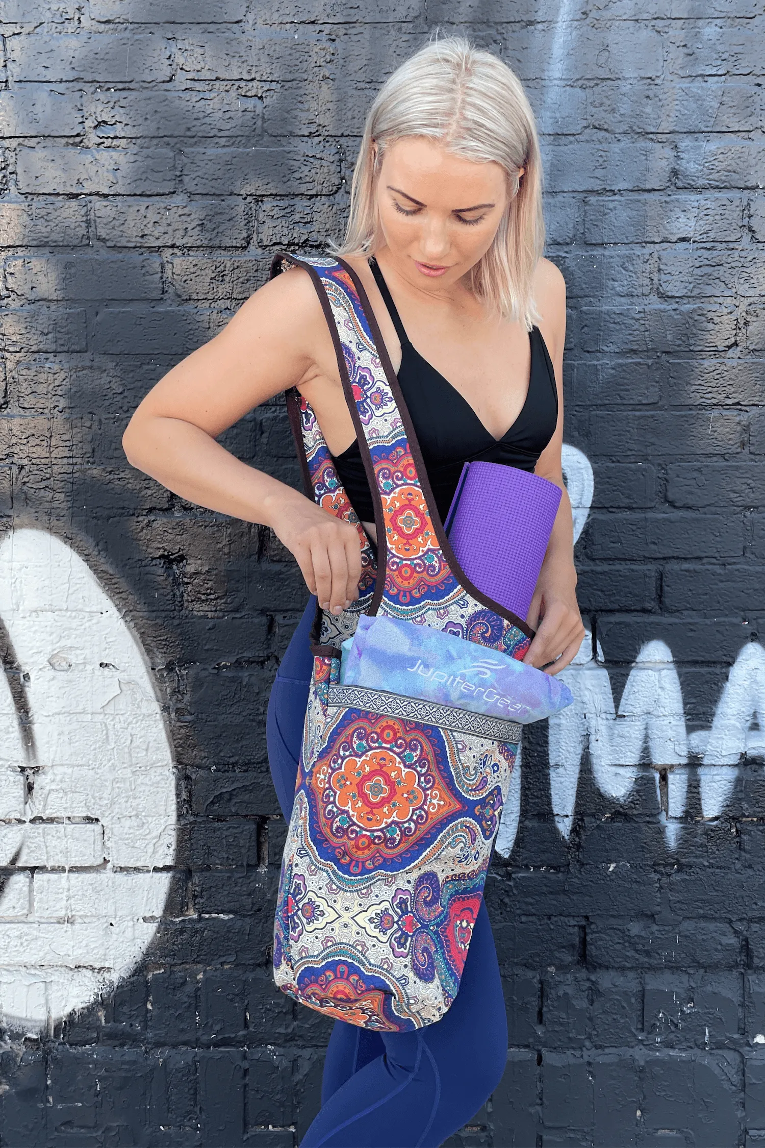 Exercise Mat Tote Bag with Large Pockets