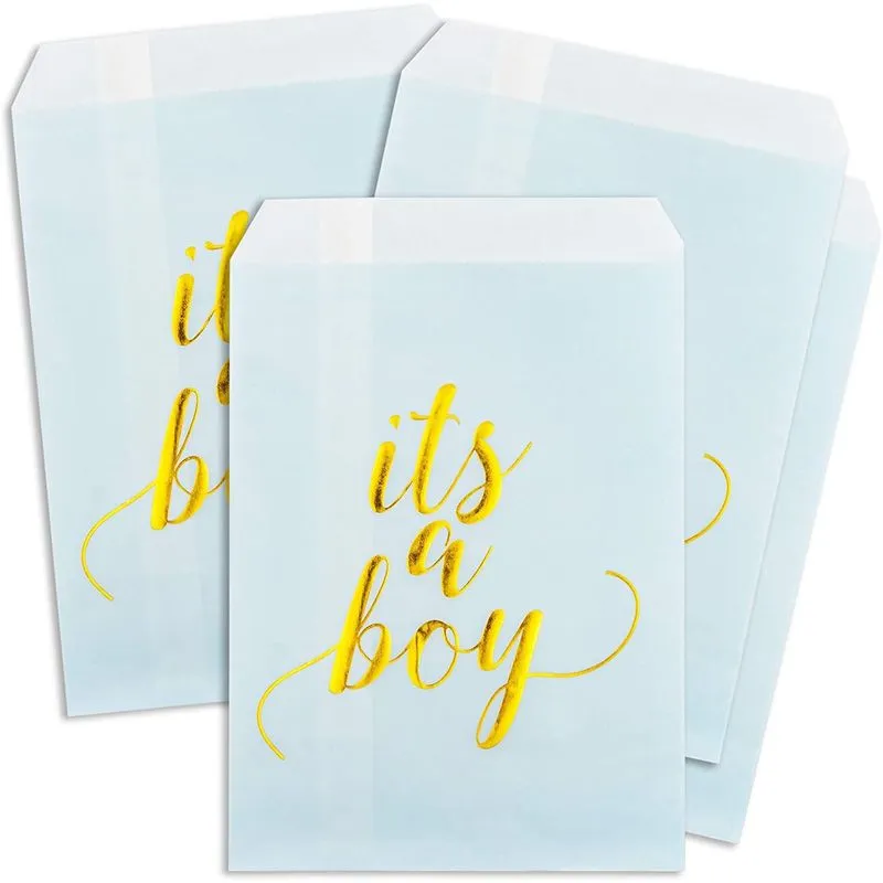 It's a Boy Baby Shower Goodie Bags (5 x 7.5 in,100 Pack)