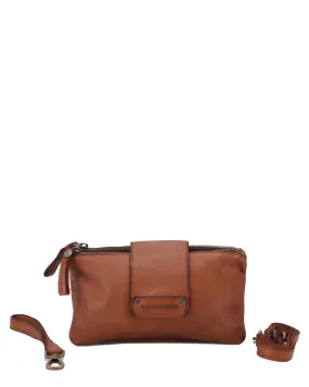 Kompanero Jonah Cognac Leather Crossbody/Clutch Bag