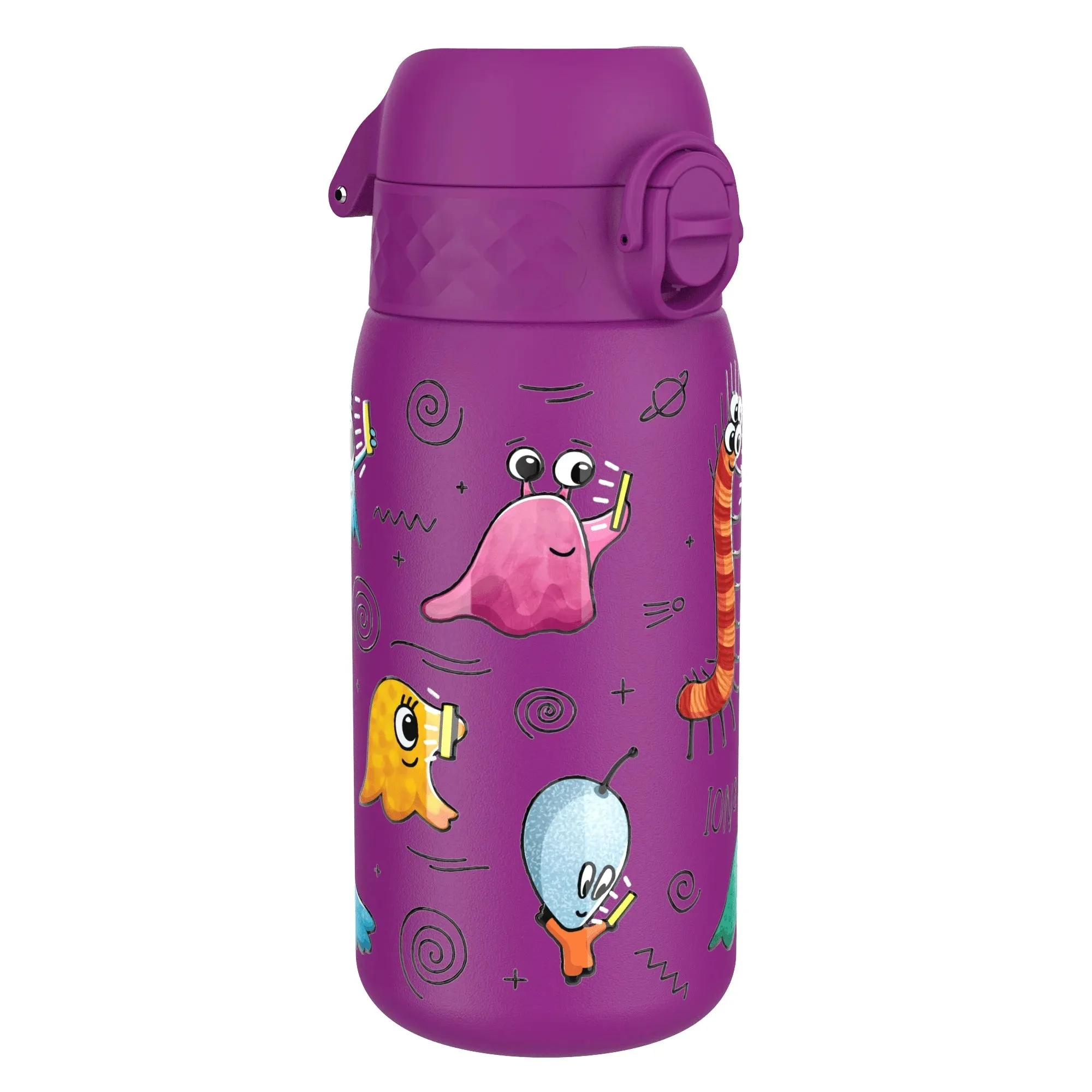 Leak Proof Kids Water Bottle, Stainless Steel, Aliens, 400ml (13oz)