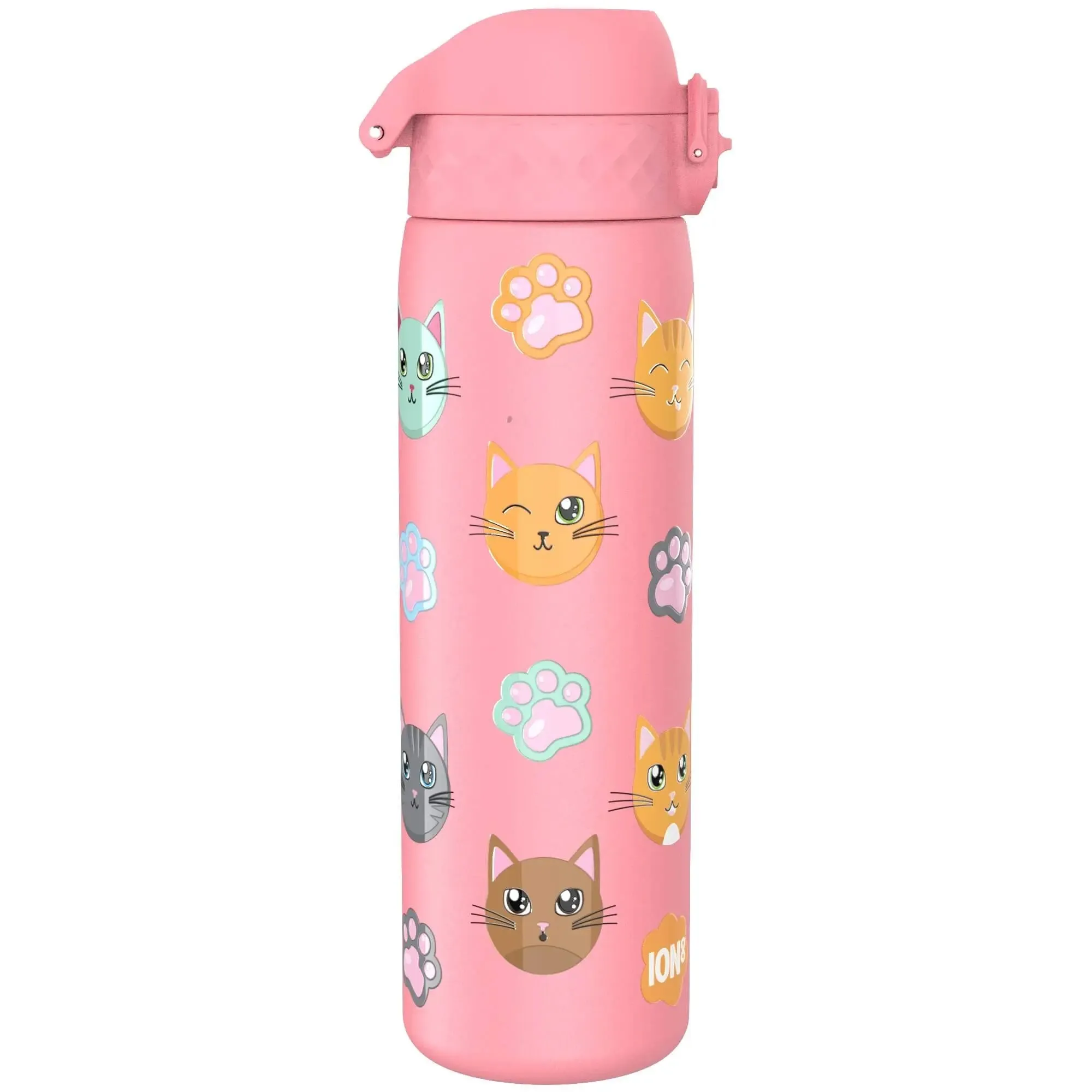 Leak Proof Slim Water Bottle, Stainless Steel, Cats, 600ml (20oz)