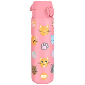 Leak Proof Slim Water Bottle, Stainless Steel, Cats, 600ml (20oz)