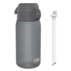 Leak Proof Small Water Bottle With Straw, Recyclon, Grey, 350ml (12oz)