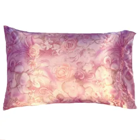 Mauve, Pink, Peach and White Satin Pillowcase. Gift for Wife or Mother or Daughter.