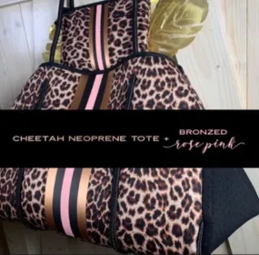 Neoprene Waterproof Tote cheetah   metallic bronze pink & black racing stripes  various grey gray navy blue aqua violet red silver gold bag