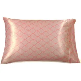 Pink and White Satin Pillowcase. Gift for Young Girl or Daughter.