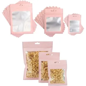 Pink Resealable Plastic Bags, Clear Storage Bags in 3 Sizes (120 Pack)