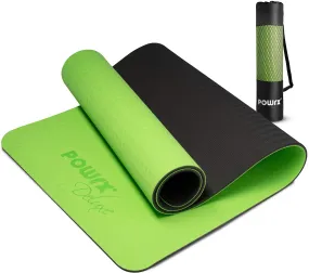 POWRX Yoga Mat 3-layer Technology incl. Carrying Strap   Bag | Excersize mat for workout