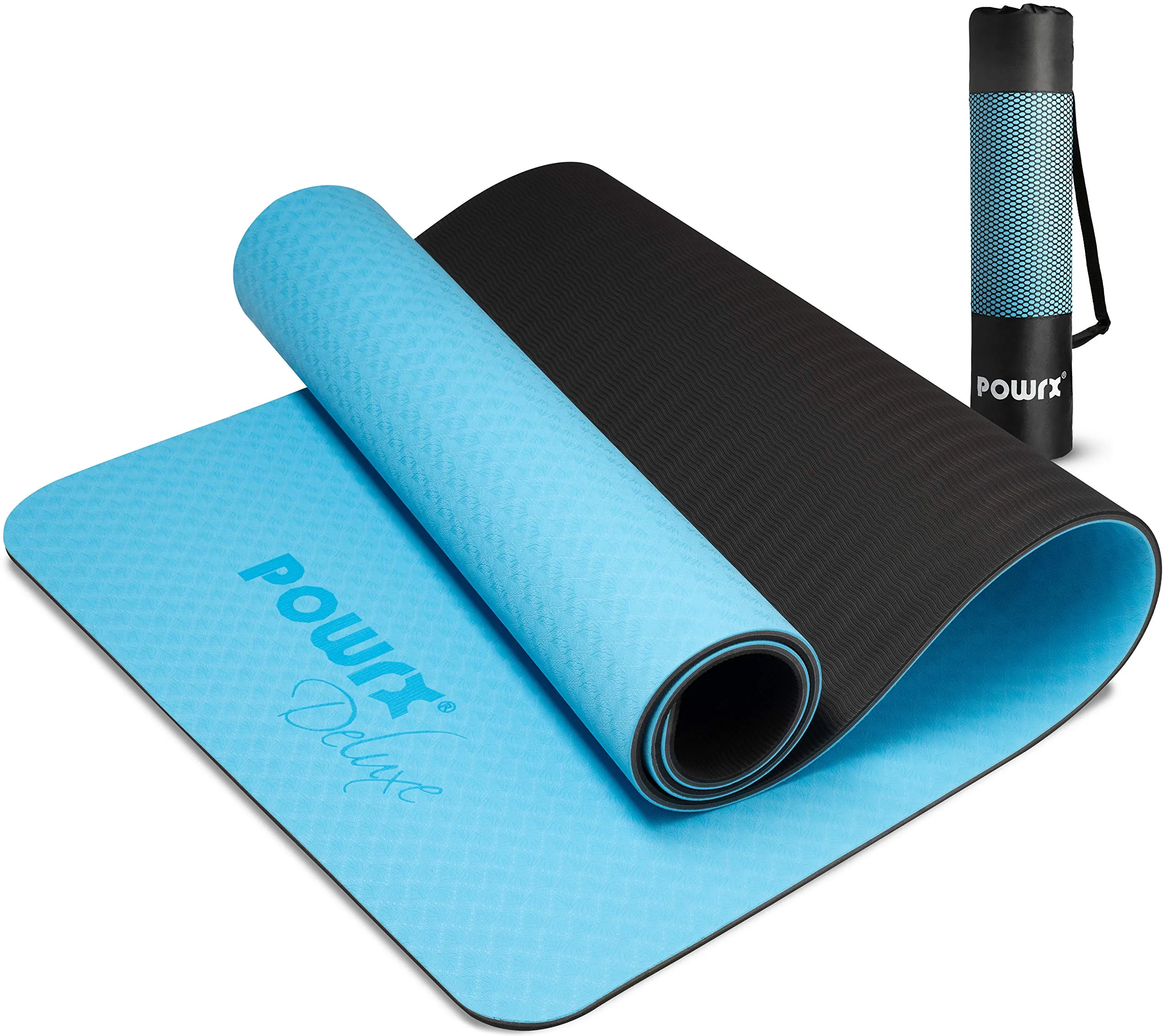 POWRX Yoga Mat 3-layer Technology incl. Carrying Strap   Bag | Excersize mat for workout